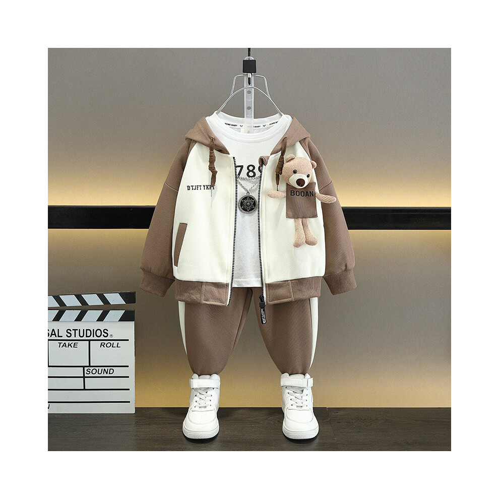 (Brown,130cm)Combinaison de sport automne garçon chic avec tissu coton confortable idéale pour petits aventuriers
