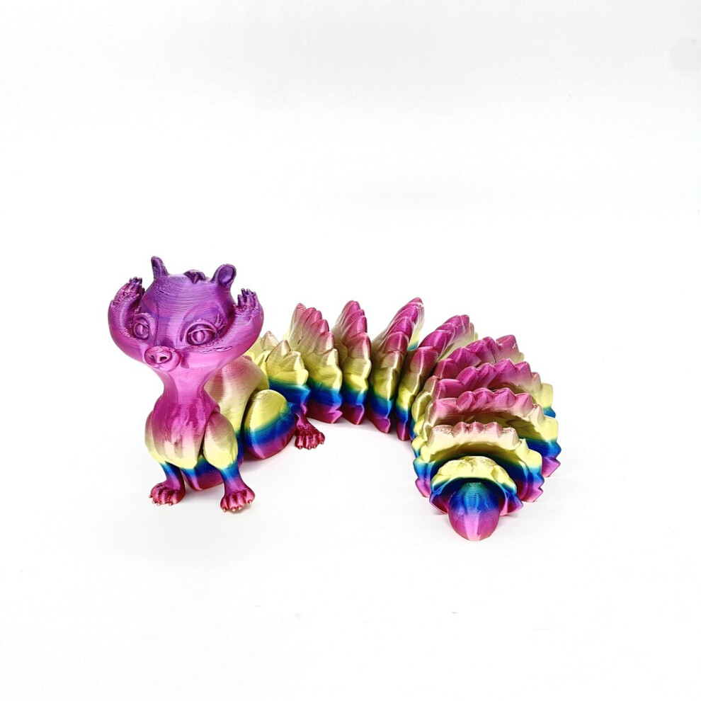 (Rainbow,25CM/9.84in)Jouet écureuil imprimé en 3D joint balançoire libre personnaliser pose bureau cadeau décoration