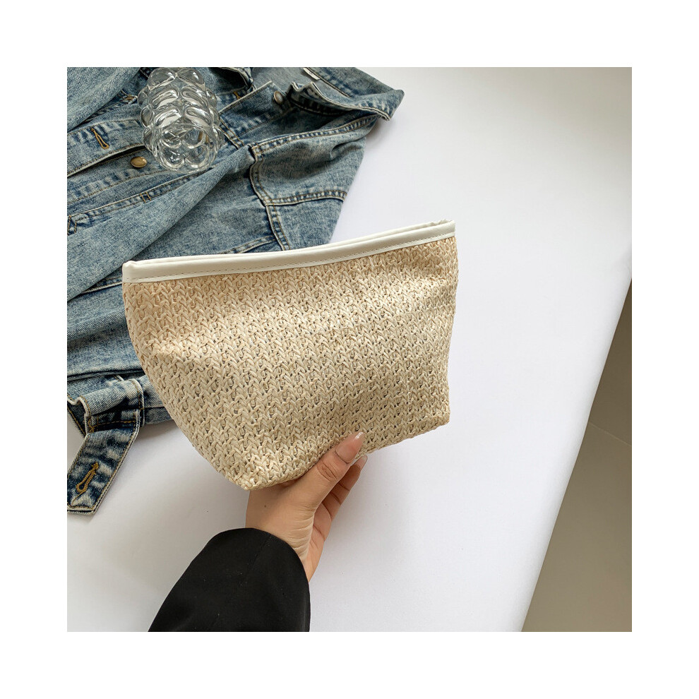 (White)Sac pochette à main tissé décontracté moderne à la mode petit sac à main carré femmes pour