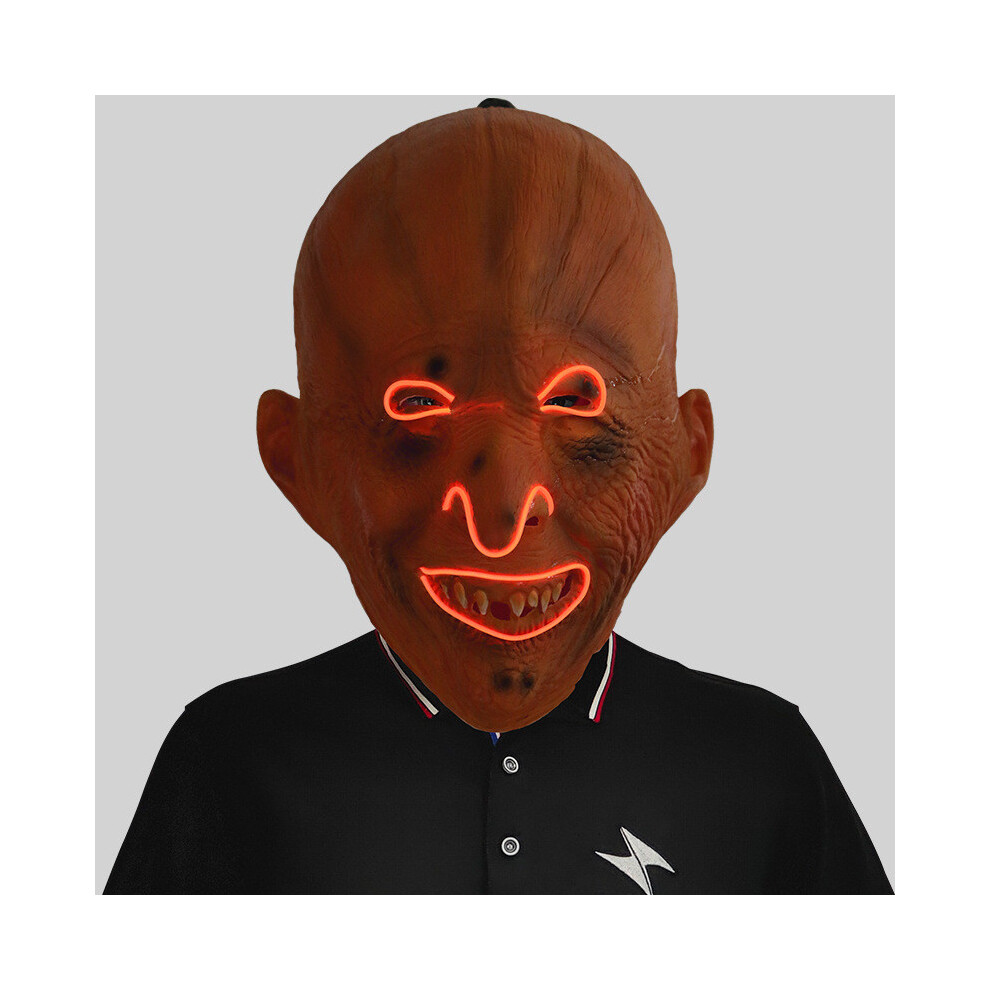 (Glowing Elderly Pumpkin Head)Masque tête citrouille rougeoyant obsédant pour costume Halloween festivités et événements