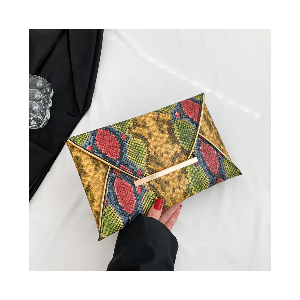 (Yellow)Sac à main téléphone tendance femme bloc couleur chic enveloppe pochette sac pour occasions décontracté