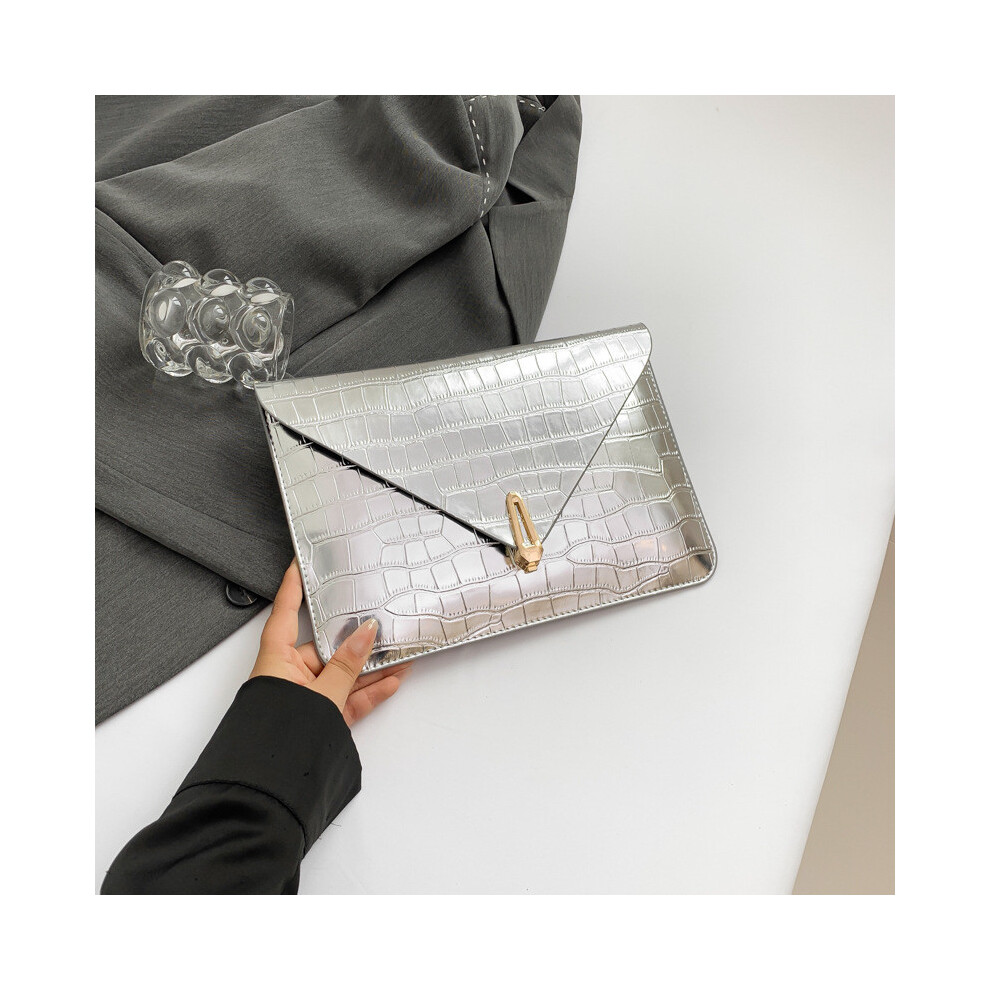 (Silver)Porte monnaie femme été contemporain à la mode coréen petit sac pochette carré disponible en noir argent or et vert