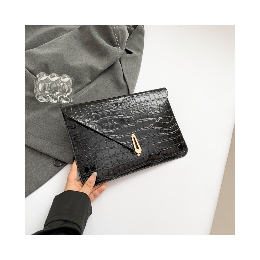 (Black)Porte monnaie femme été contemporain à la mode coréen petit sac pochette carré disponible en noir argent or et vert
