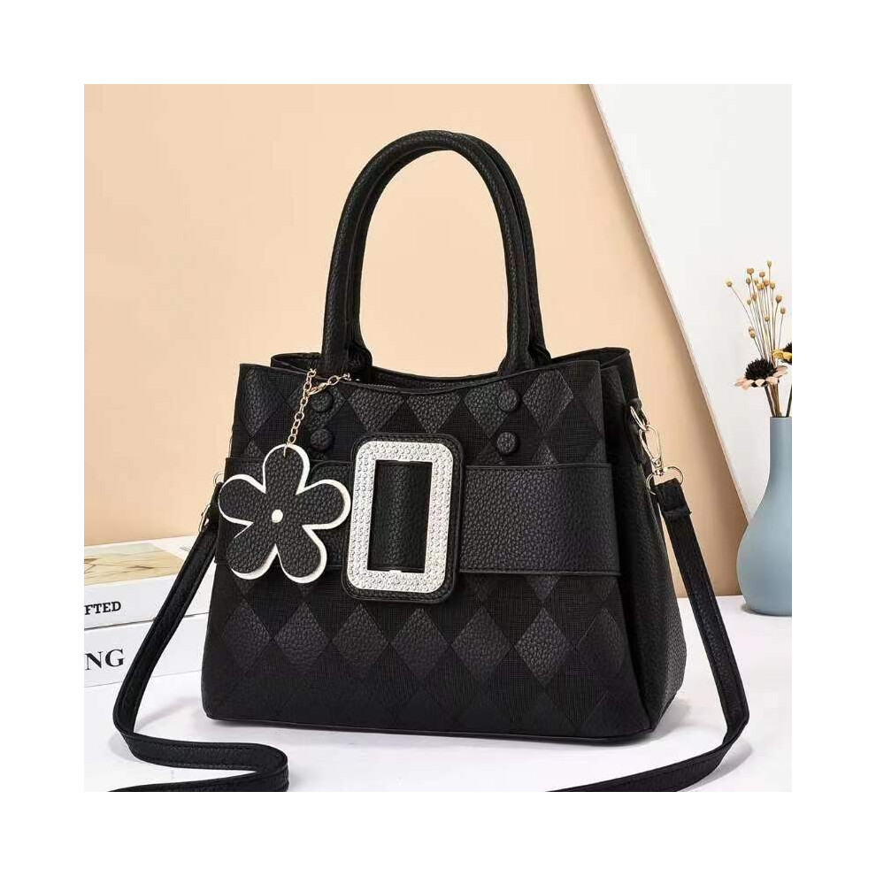 (Black)Sac à main femme élégant style grand seau tendance avec doubles bretelles et strass à la mode décoration pour occasion tout