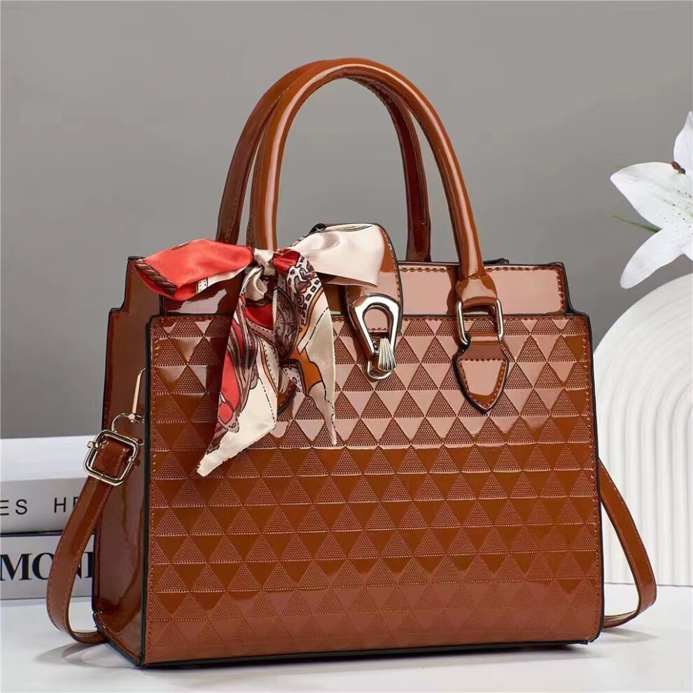 (Tan)Grand sac à main tendance polyvalent pour maman en noir kaki rose et café avec fermeture éclair et poches