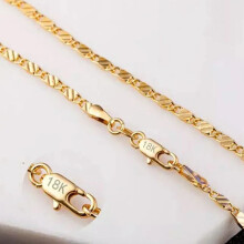 (Gold, 40cm) Fashion 18k Gold Necklace 2MM Side Chain Necklace For Women Men Jewelry 925 Silver Necklace