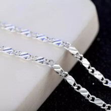 (Silver, 60cm) Fashion 18k Gold Necklace 2MM Side Chain Necklace For Women Men Jewelry 925 Silver Necklace