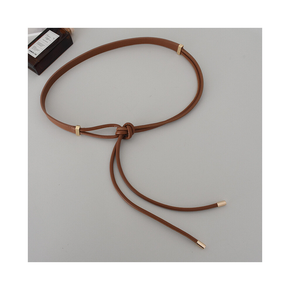 (Camel)Ceinture classique en simili cuir à nouer à la taille pour femmes adaptée aux manteaux pulls robes et styles tendance hiver