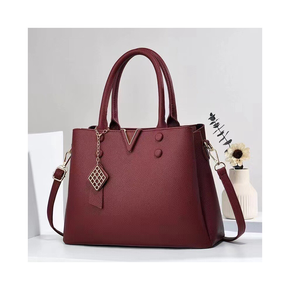 (Maroon)Élégant sac à bandoulière seau grande capacité en noir marron gris marron marron et kaki options couleur