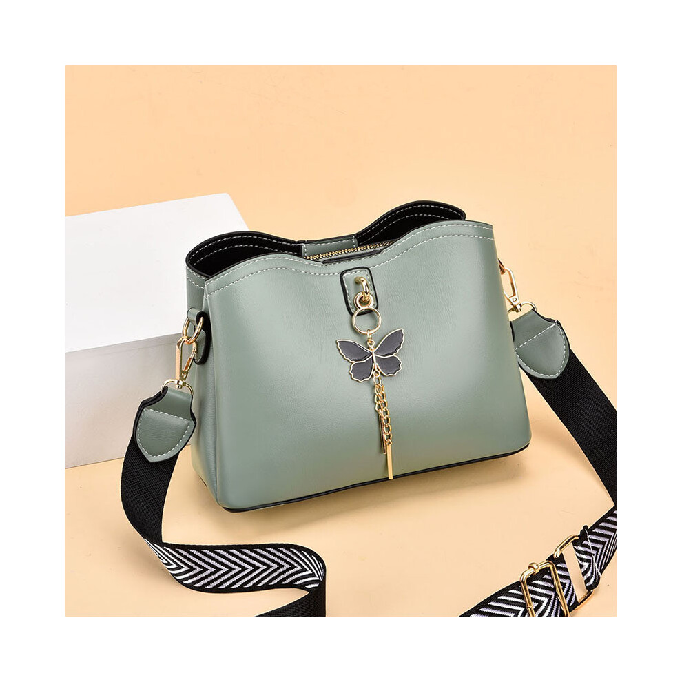 (Dark Green)Sac seau à eau Pu haut de gamme sac à bandoulière souple à la mode pour femme en noir bordeaux et
