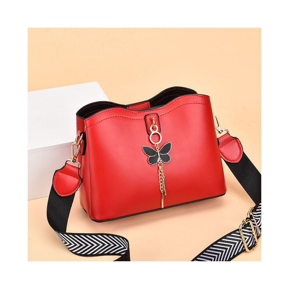 (Burgundy)Sac seau à eau Pu haut de gamme sac à bandoulière souple à la mode pour femme en noir bordeaux et