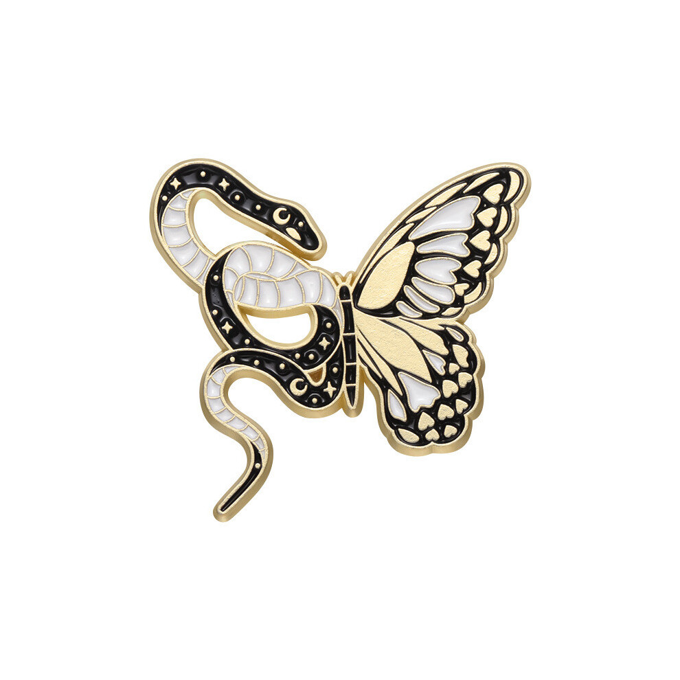(XZ9566)Broche en alliage noir et blanc à la mode avec design serpent créatif parfait pour armoire hiver