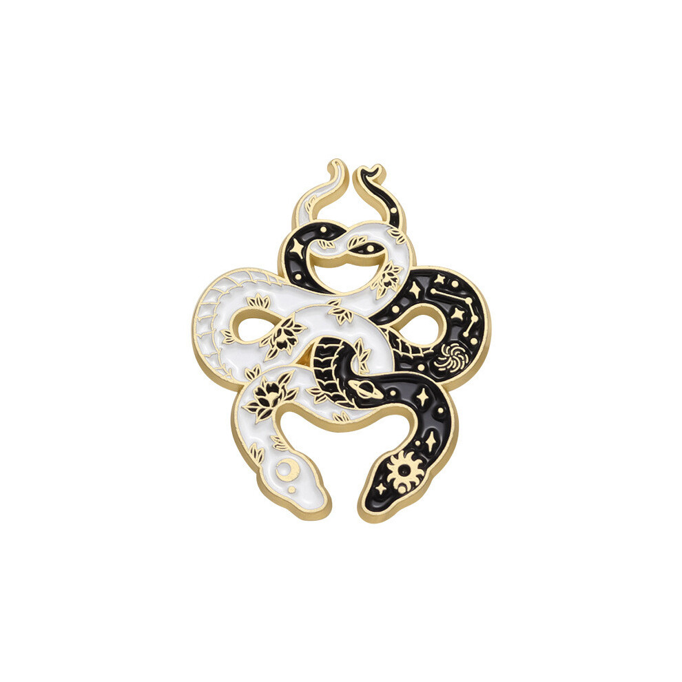 (XZ9563)Broche en alliage noir et blanc à la mode avec design serpent créatif parfait pour armoire hiver