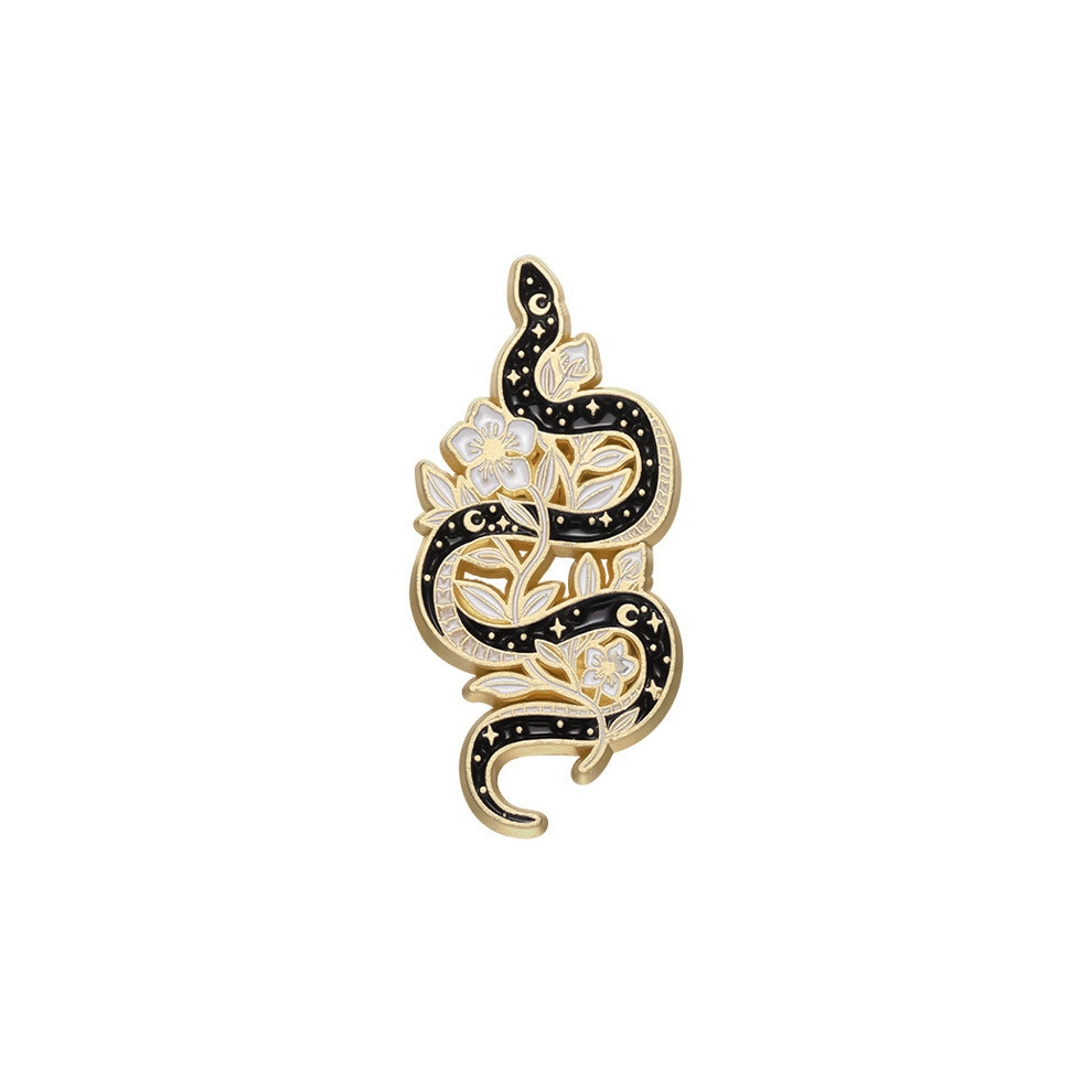 (XZ9564)Broche en alliage noir et blanc à la mode avec design serpent créatif parfait pour armoire d'hiver