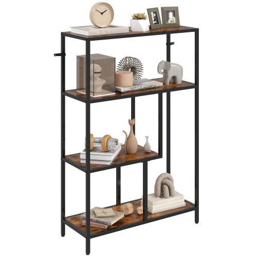 Homcom HOMCOM Industrial Bookshelf Bookcase w/ Open Shelves for Study Rustic Brown 1