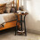Homcom HOMCOM 3-Tier Small End Table Industrial 38 cm Round Side Table Rustic Brown 8