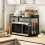 Homcom HOMCOM 2-Tier Expandable Microwave Oven Rack with 3 Hooks, Black 4