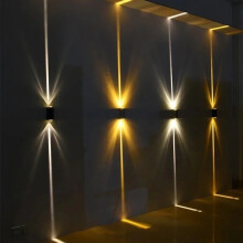 (Warm white 3000K, Black body) Silver Aluminum COB outdoor light 6W outdoor lighting Outdoor Waterproof IP65 wall lamp porch light Up and Down Wall Sconces