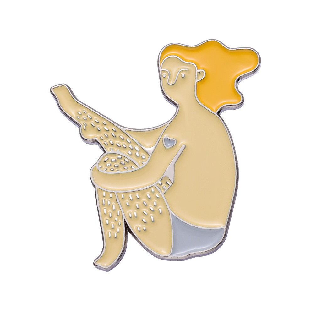 Broche ludique en alliage avec fille de dessin animé créatif avec jambes moelleuses et cheveux jaunes vifs tout le monde pour