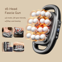 (16 head grey) COSSEAL Fascia Gun High-Frequency Vibration Body Massage Gun Back and Waist Massager Neck Shoulder Massager Muscle Masajeador