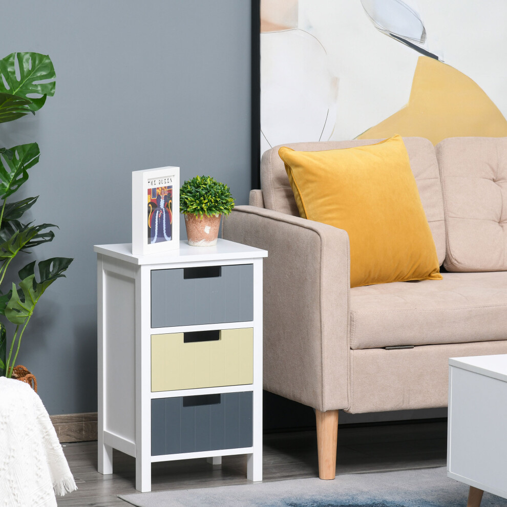 Homcom 3 Drawer Colourful Storage Cabinet Tower Dresser Chest Organiser Home