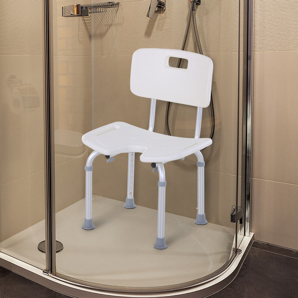 HOMCOM Adjustable Aluminum Shower Bath Stool Spa Chair w/ Non-Slip Feet, Handle