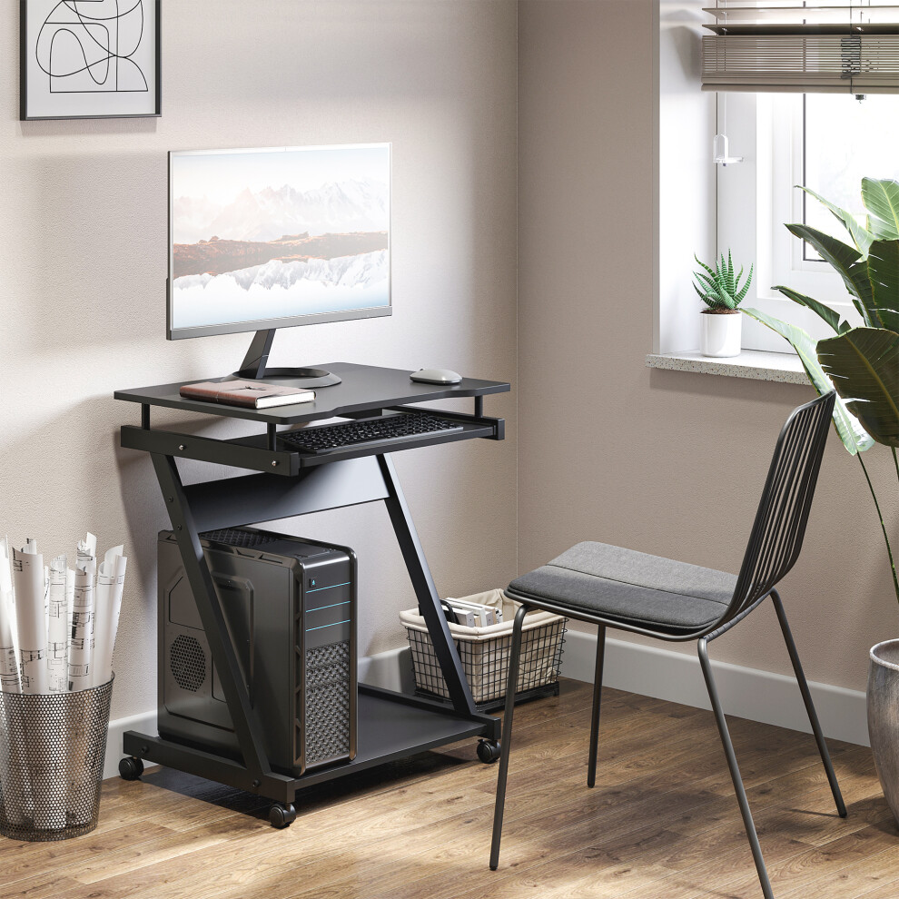 B&Q - Movable Computer Desk With 4 Moving Wheels Black - Image 7