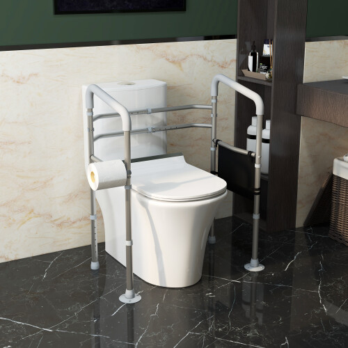 Homcom HOMCOM Adjustable Toilet Safety Frame with Additional Rubber Tips Storage