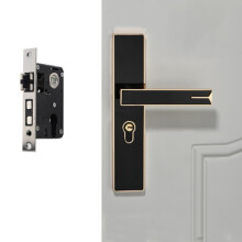 Geräuschloses, starkes magnetisches Türschloss aus Aluminiumlegierung für den Innenbereich, Schlafzimmer-Hardware-Griffschloss, Farbe: Schwarzgold,