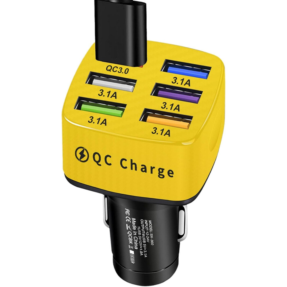 USB Car Charger Adapter, Multi-Port Auto Charger Adapter, Portable Phone Charger for Vehicles, Multifunctional Car Charger, Multi-port Vehicle Charger