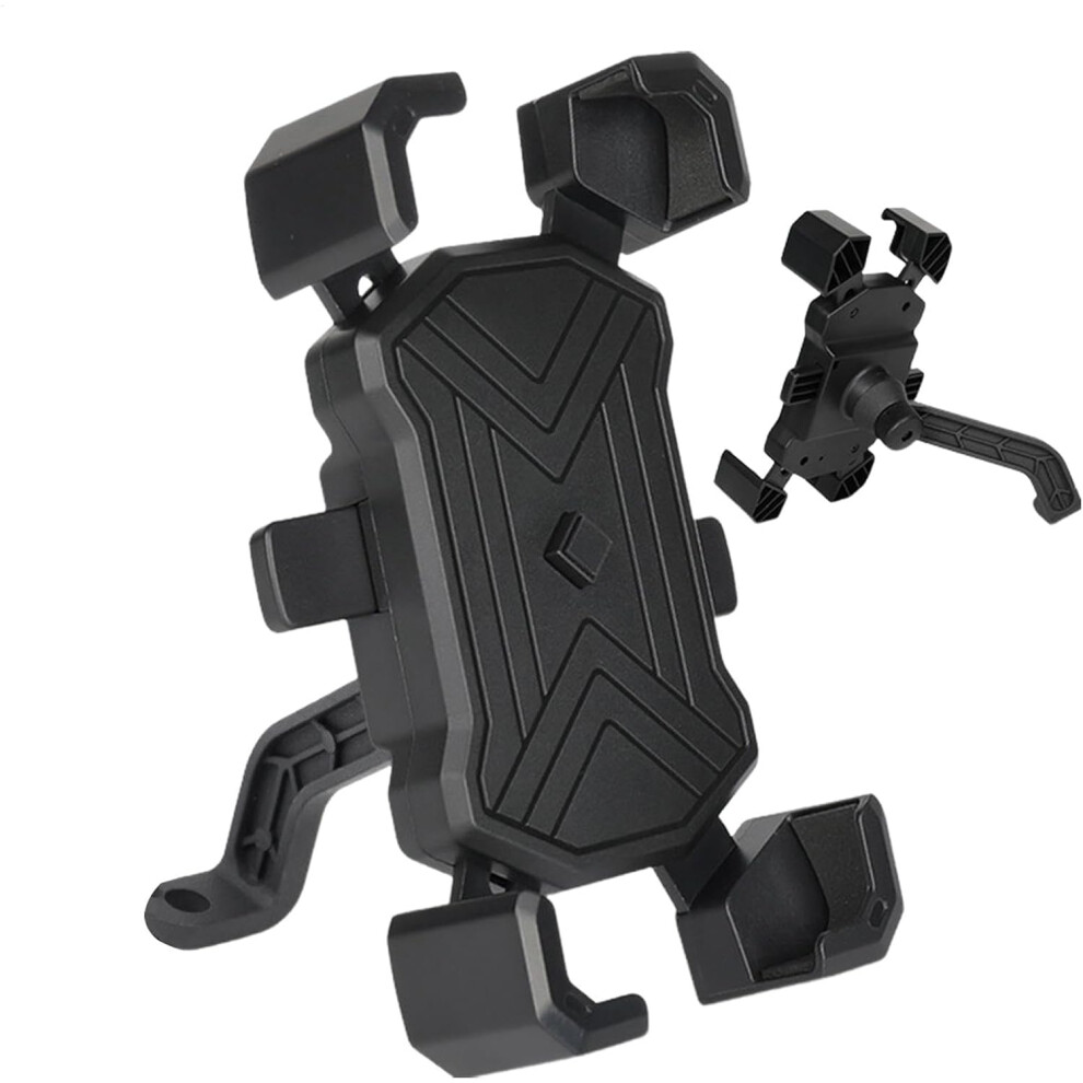 ( [Rearview Mirror Model]) Motorcycle Phone Mount | Scooter Phone Clip - 360 Degree Rotating Anti-Shake Phone Mount For Motorcycle Handlebars, Na Black