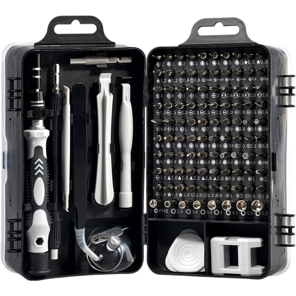 (Black) Screwdriver Set with Case - 115-in-1 Precision Screwdriver Magnetic Repair Tool Kit, Non-Slip Portable Tool Set with Durable Ergonomic Handle for PC,