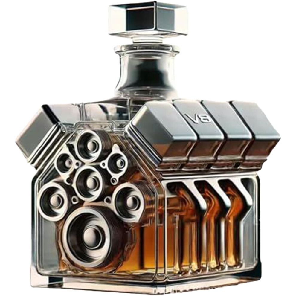 Alcohol Dispenser, Decanter for Alcohol | V8 Motor Inspired Vodka Bottle Decanter - Home Bar Decoration for Valentine's Day, Tequila, Bourbon, Brandy