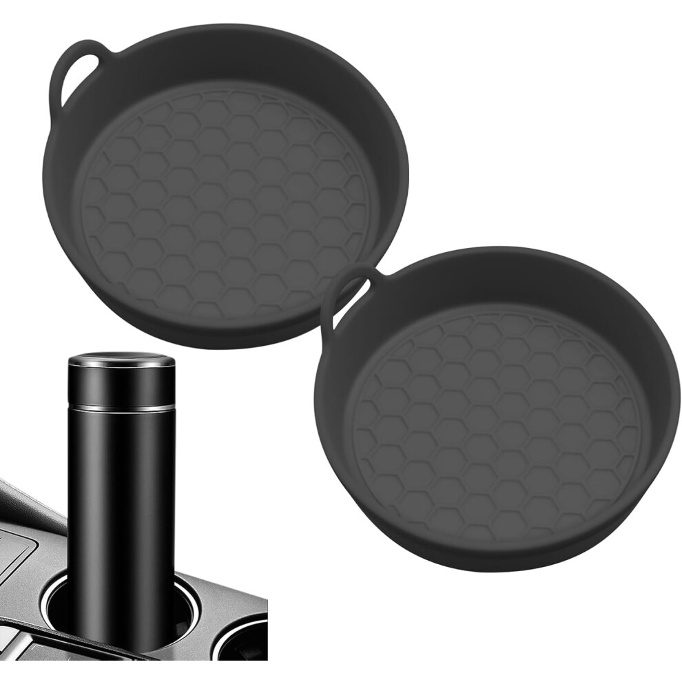 (Black) Autobanda Car Coasters | 2 Piece Non Slip Car Mount Insert | Automotive Interior Decorative Accessories for Road Camping