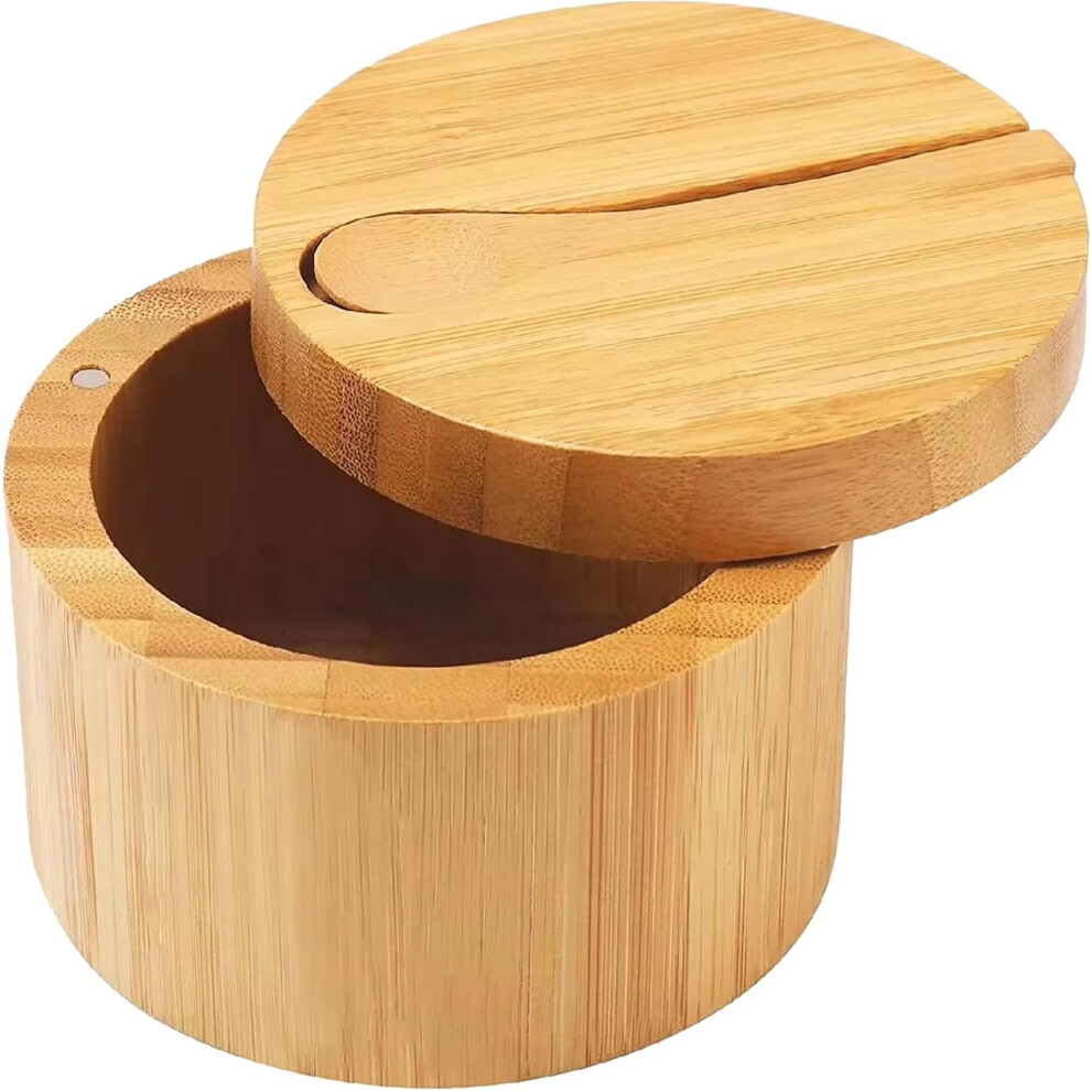 Kitchen Salt Container Holder, Acacia Wood Salt Jar, Salt and Pepper Bowls, Round Storage Box for Salt, Household Salt Bowls, Pot, Suitable for