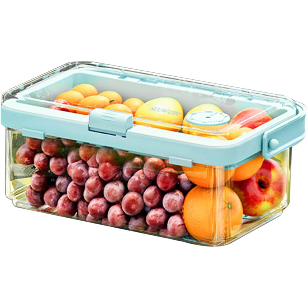 (Blue) Portable Snack Organiser with Lid, Snack Box Container for Kids, Snack Serving Tray - Transparent Snack Box, Charcuterie Container for Picnics,