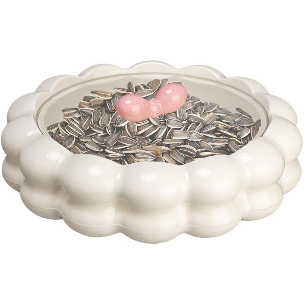 Rotating Serving Tray, Snack Plate with Lid, 4 Compartments, Food Storage Organiser, Snack Box with Compartments, 360 Rotating Nut Bowl with Lid