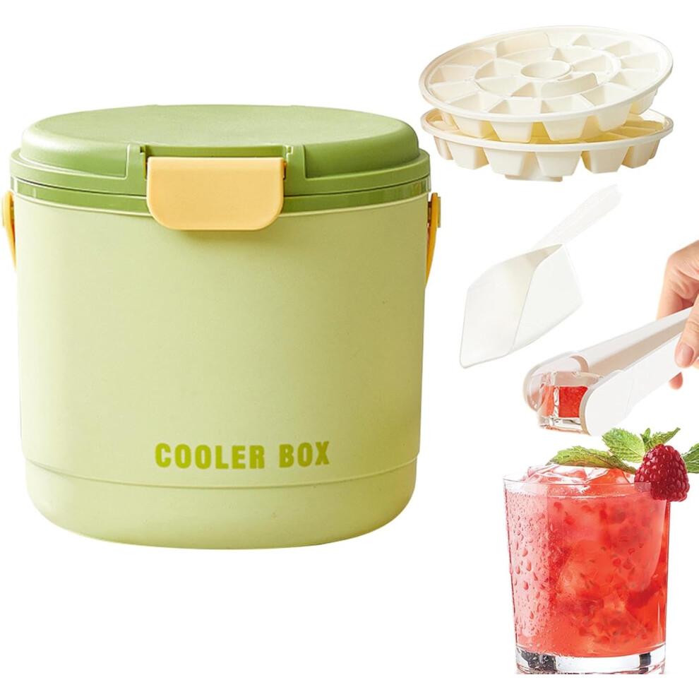 (Mit Eisgitter, Green) Insulated Ice Bucket, Ice Bucket - Portable Triple Insulated Wine Cooler with Lid | Keeps Cold Longer Drink Tub, Drink Cooler Accessories for Picnic,