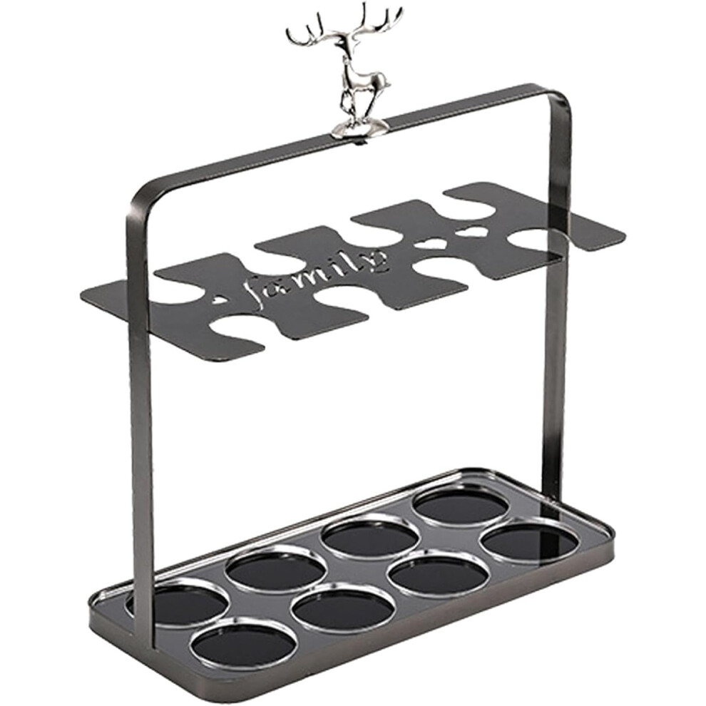 (Black) Liqueur Glass Holder, White Wine Cup Rack, Metal Wine Cup Display Stand, Worktop Organiser for 8 Cups, Goblet Storage Rack, Display Stand in Stag