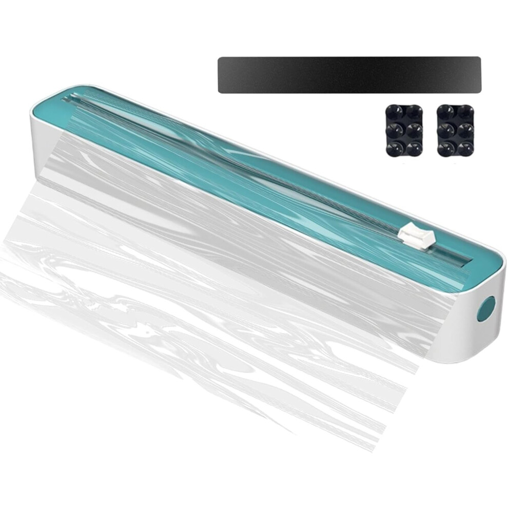 (Green) Clean Wrapspenser With Cutter, Cling Film Cutter Foil Cutter, Kitchen Rolls Tin Foil Holder Cutter & Dispenser, Multifunctional Adhesive Bag B Green