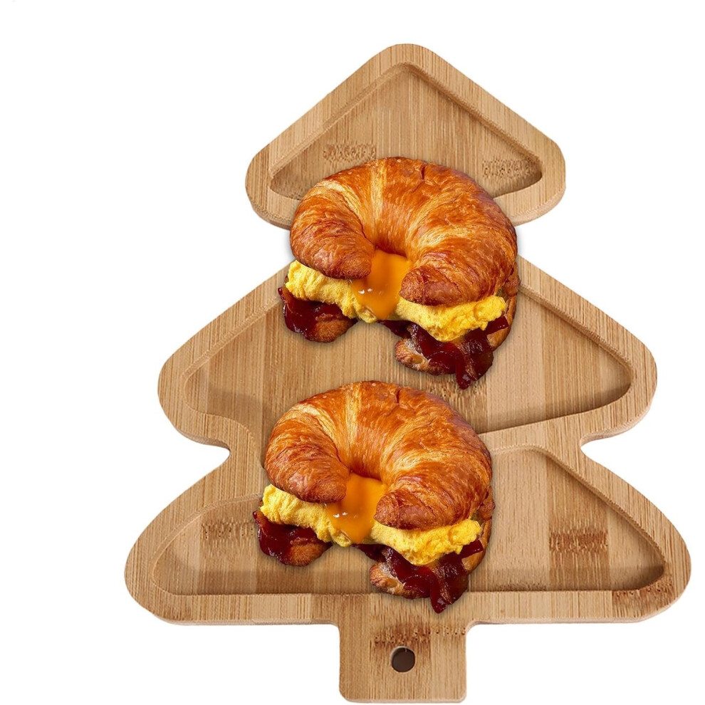 (Christmas tree) Wooden Christmas Serving Tray, Christmas Tree Serving Plate, Creative Christmas Appetizer Plates Christmas Food Tray, Reuable Christm