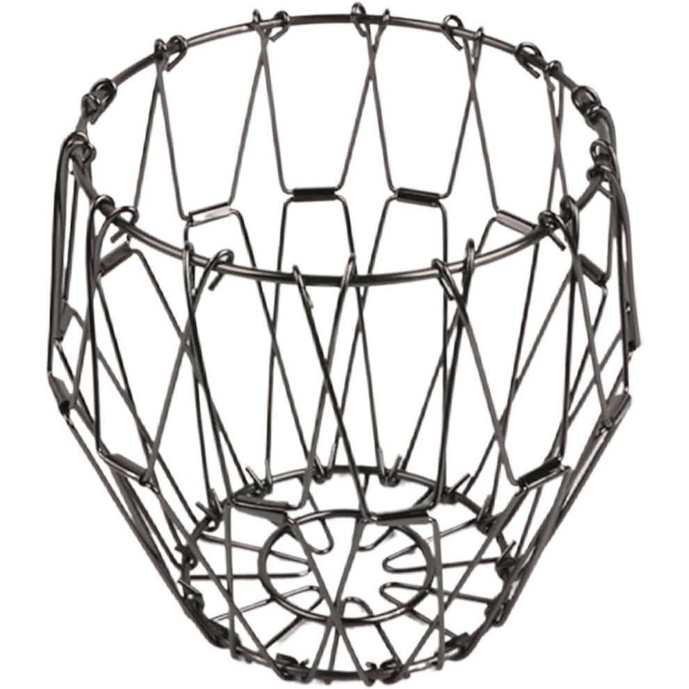 (Black) Foldable Fruit Basket, Fruit Bowl, Metal Transformable Vegetable Basket, Iron Arts Fruit Storage Baskets for Kitchen Worktop, Home Table, Cent