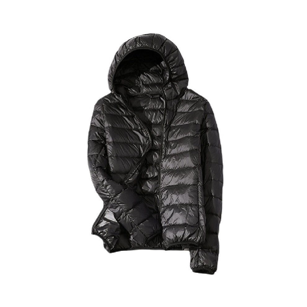 (Black,XL)Manteau décontracté à capuche coupe-vent femme hiver chaud du du duvet