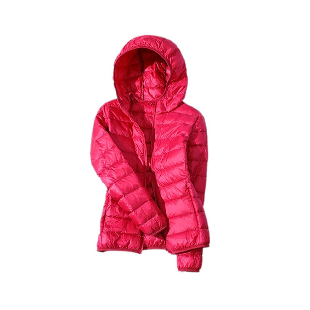 (Rose Red,2XL)Manteau décontracté à capuche coupe-vent femme hiver chaud du du duvet
