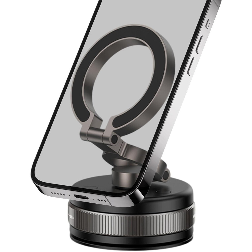 Vacuum Phone Holder for Car, Vacuum Magnet Phone Stand 360 Degree Adjustable Smartphone Mount Portable Multifunctional Vacuum Magnet Phone Holder for