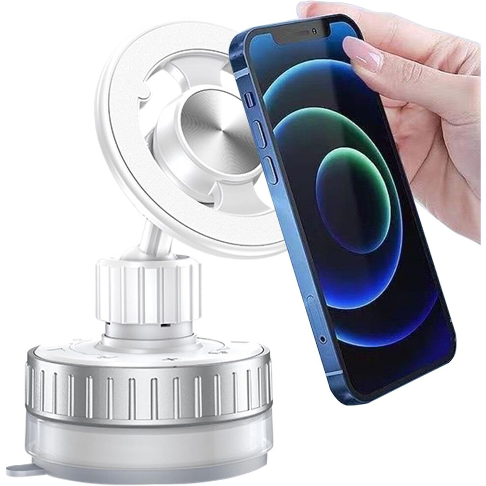 (White) Vacuum Magnetic Phone Holder, Magnetic Suction Phone Mount, Mobile Phone Suction Holder, Stable Car Phone Crade, Flexible Smartphone Car Holde White