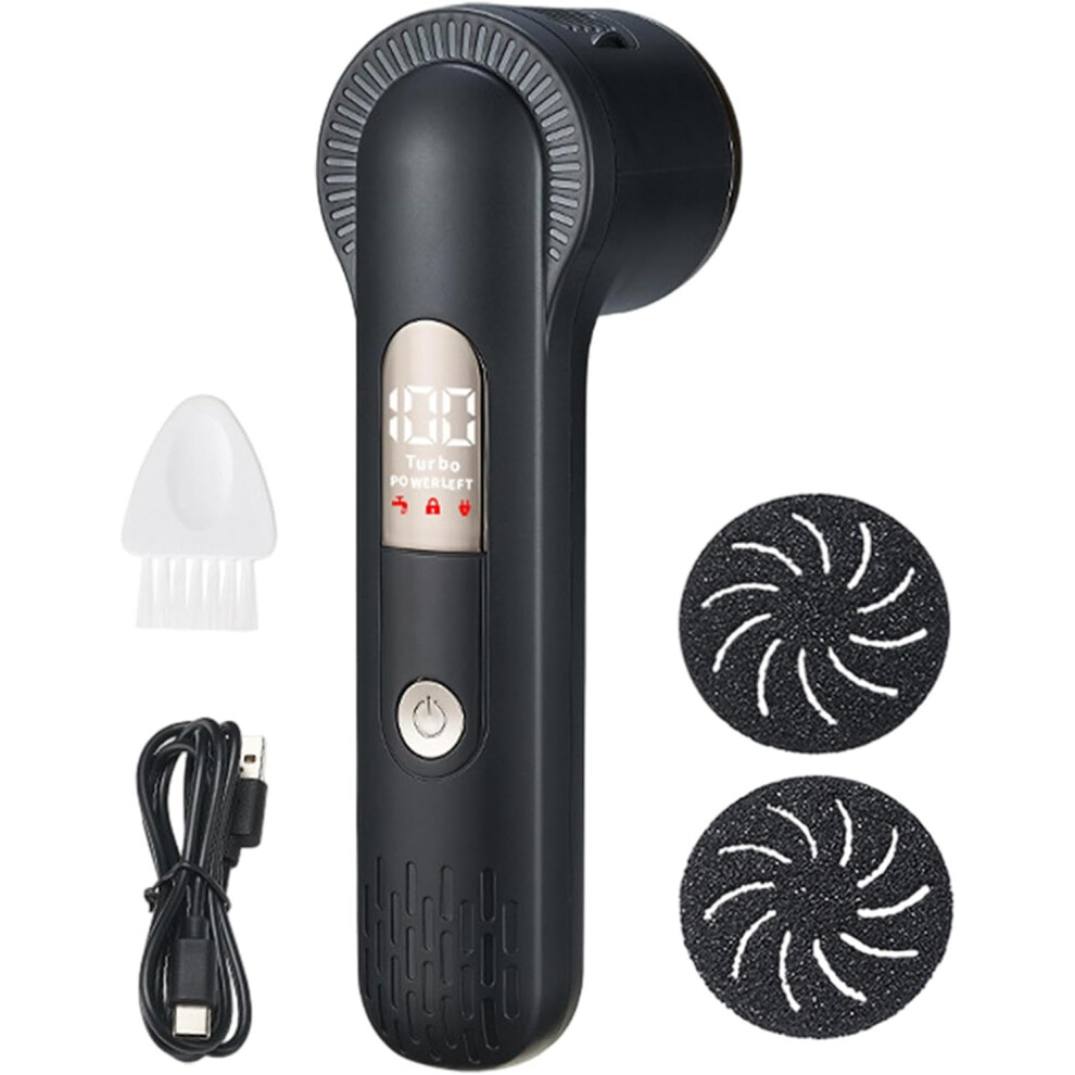 (Black) Electric Foot File | Rechargeable Heel Care Sander - 1200mAh Foot Sanders for Feet, Removable Feet Callus Remover Machine for Home, Travel
