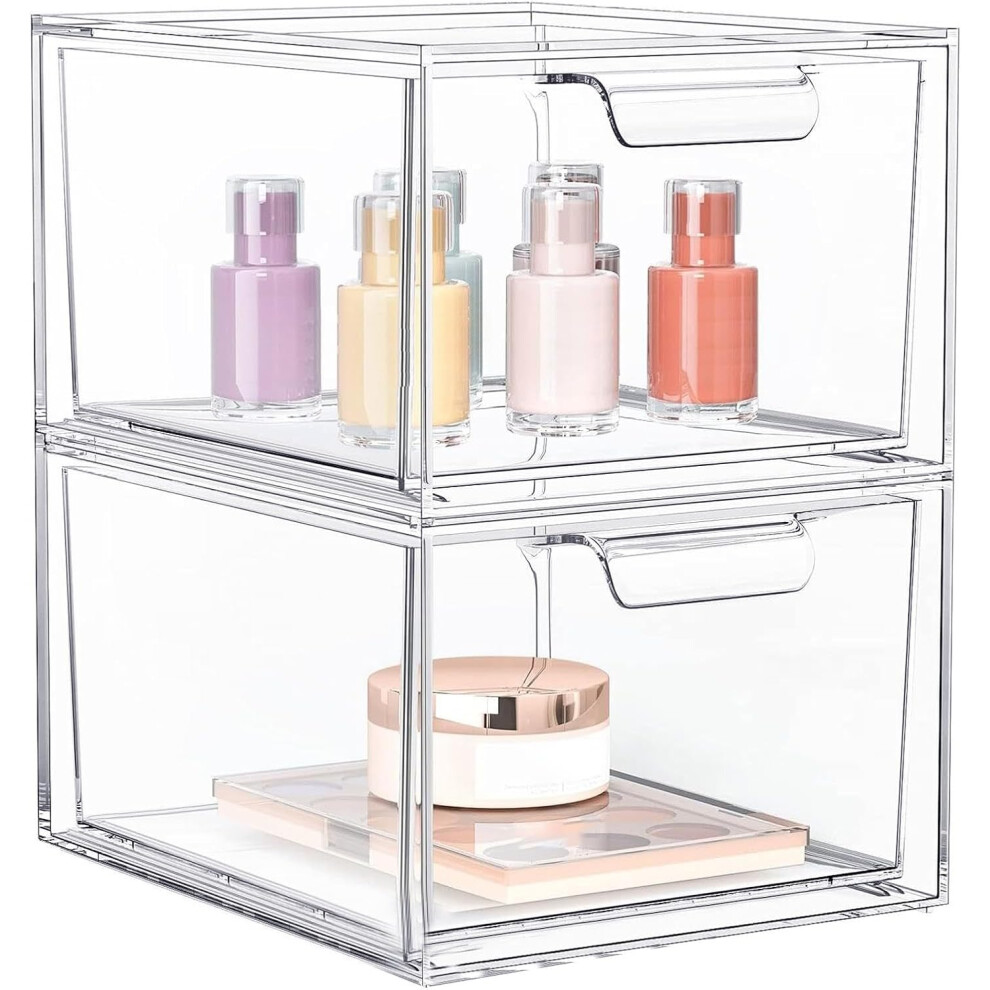 Stackable Organizer Drawers, Desk Organizers Clear Desk Accessories, Bathroom Makeup Organizers Storage Bins Kitchen Storage Drawers