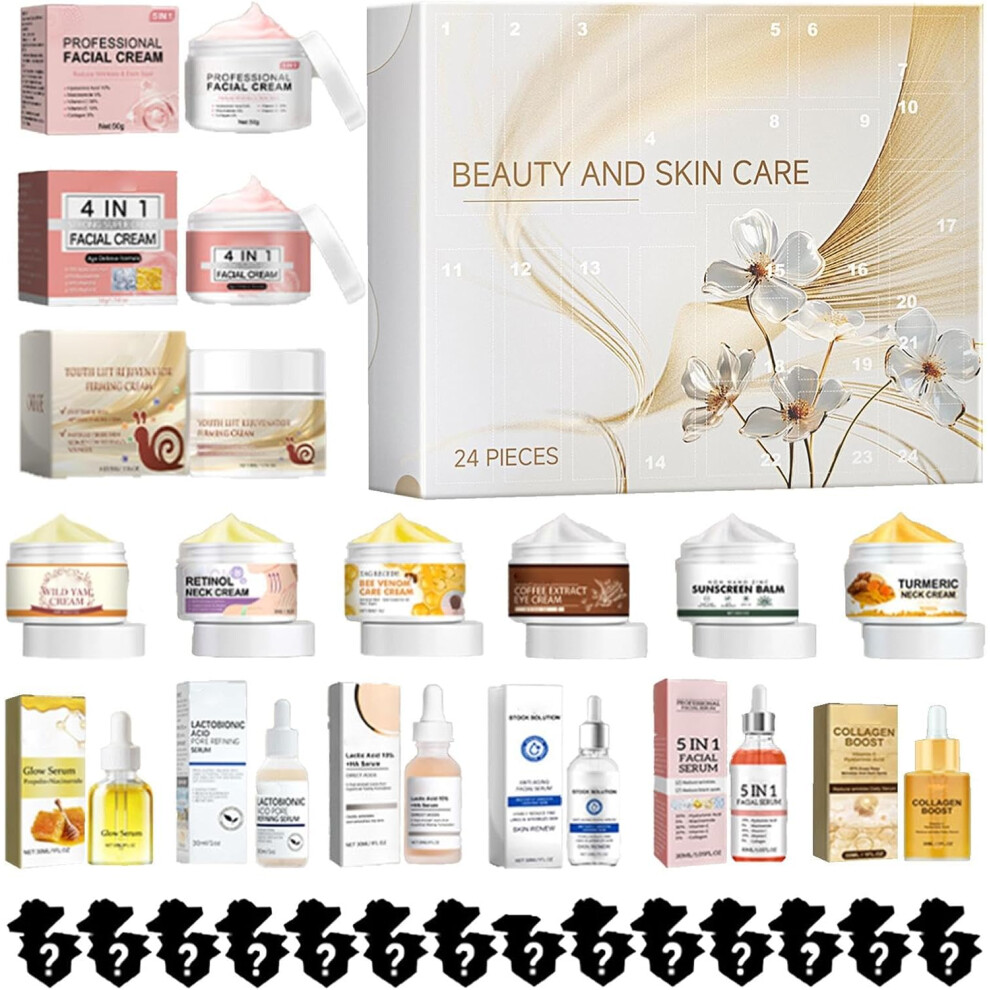 Beauty Advent Calendar 2024, Skincare Advent Calendar 2024, 24-Day Countdown Calendar, Skin Care Products Set, Cosmetic Advent Calendar for Christmas