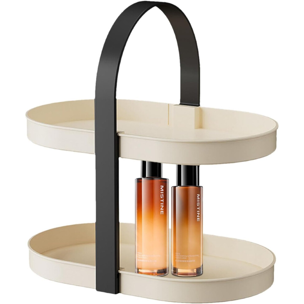 (Black) Makeup Organizer for Vanity,2-Tier Skincare Organizer Shelf | Cosmetics Organizer, Portable Makeup Holder for Vanity, Bedroom, Bathroom